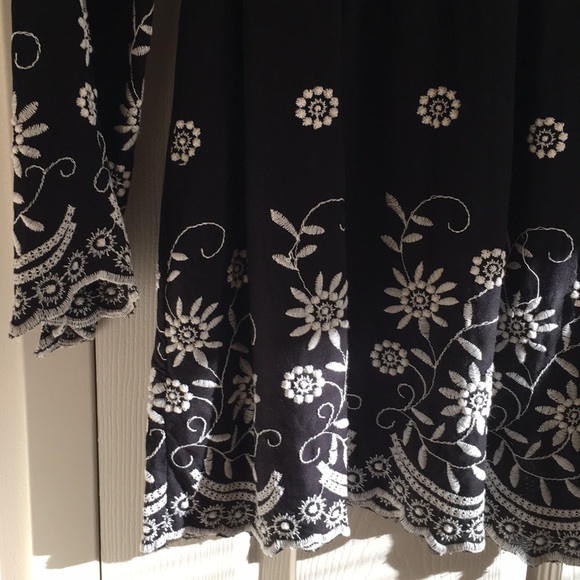 White & Black Embroidered Mini Dress - Picture 3 of 6